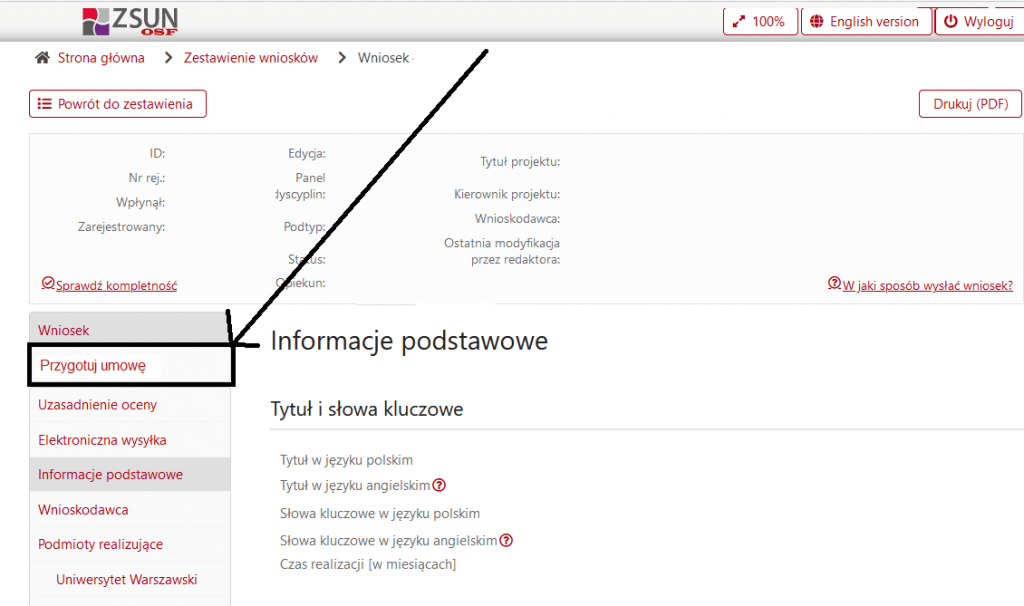 Jak przygotować umowę w OSF